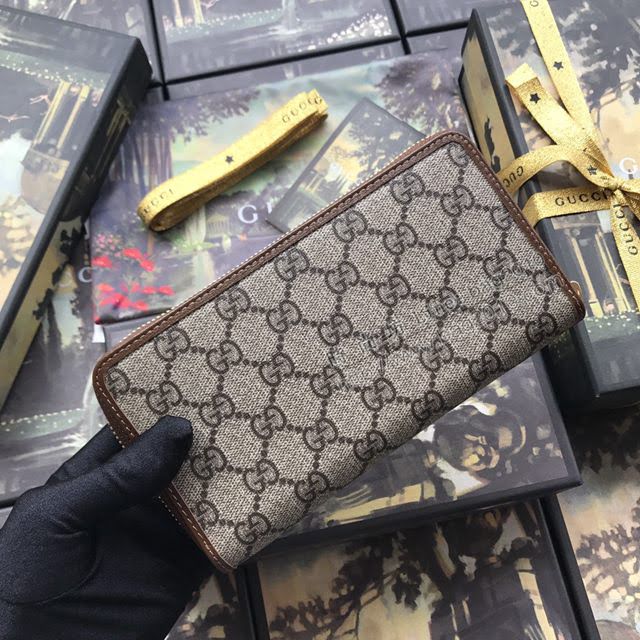 Gucci錢包 古馳2020新款 甩紋牛皮 Gucci三折短錢包 474746大紅全皮  gdj1177
